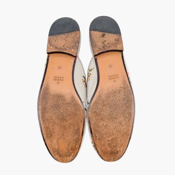 Gucci Princetown Horsebit Loafer Mule EU 39 US 9 Green Floral Embroidered Flat - Picture 10 of 12